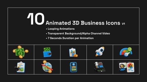 Animated 3D Business and Finance Icon Pack