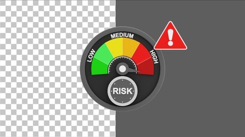 Medidor de nivel de riesgo 3D con advertencia | Alpha Channel