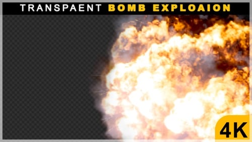 One Side Small Bomb Explosion Or Cracker Blast Animation On Transparent Background