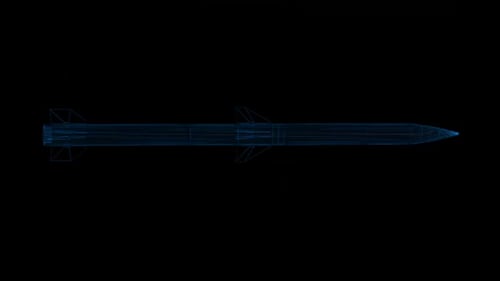Futuristic Wireframe Missile Hologram Rotation with Alpha Channel