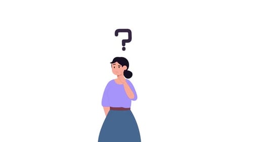 Flat Design Animation of Woman Thinking with Question Mark