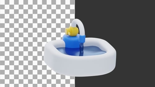 3D Animation of Sleek Kitchen Sink for Modern Spaces | Alpha Channel