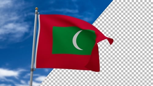 Realistic Maldives Flag Waving Animation