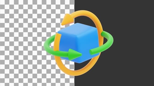 3D Animation of Rotate Symbol with Axis Arrows | Alpha Channel