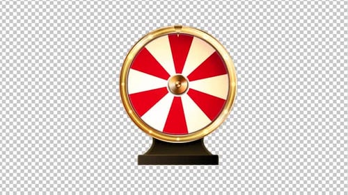 Golden Animated Spinning Prize Wheel with Red Segments