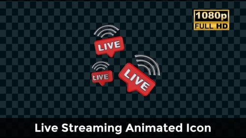 Live Stream Notification Icons 3D Animation