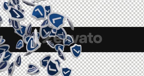 Shield With Check Mark Moving Across Screen | Alpha Channel Animation