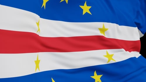 The Cape Verde with alpha channel waving in the wind in slow motion