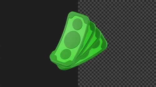 4K 3D Money Cash Animation Transparent Background