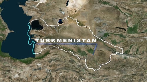 Animated Turkmenistan Map with Outline and Country Name Reveal