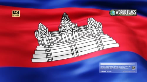 Cambodian National Flag Waving in Realistic Fabric Animation