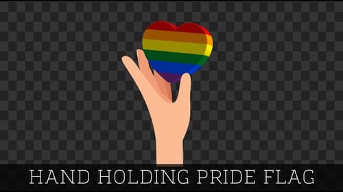 Animated Hand Holding Spinning Rainbow Heart for Pride