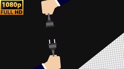 Animated Flat Design Connection and Disconnection of Electric Plugs