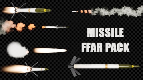 Animated Missile Flying with Fiery Exhaust on Alpha Channel