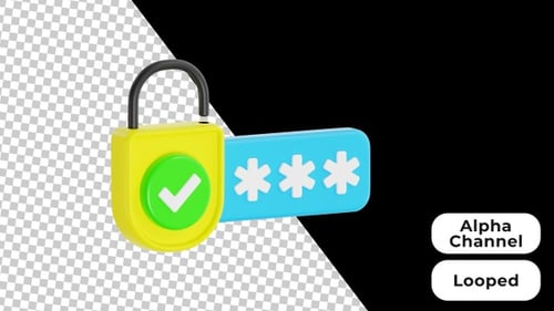 3D Animated Correct Password | Alpha Channel