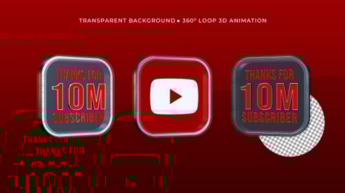 3D YouTube Thanks for Subscribers Rotating Button Animation