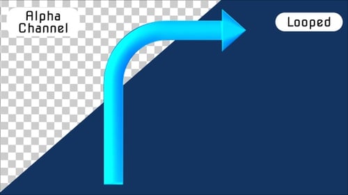 Animação 3D de seta virando à direita | Alpha Channel