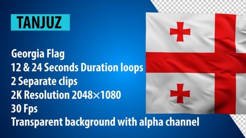 Waving Georgia Flag With Alpha Channel