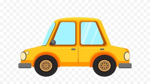 Cartoon Yellow Car Flat Design Animated Loop