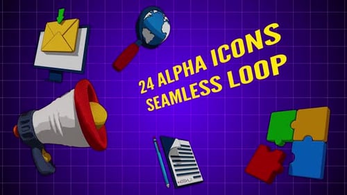 Animated Cartoon Business Icons Collection Loop