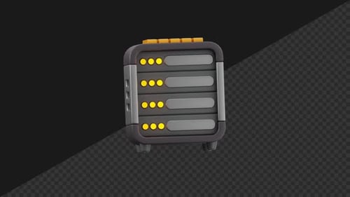Animated 3D Server Rack Icon Technology Concept