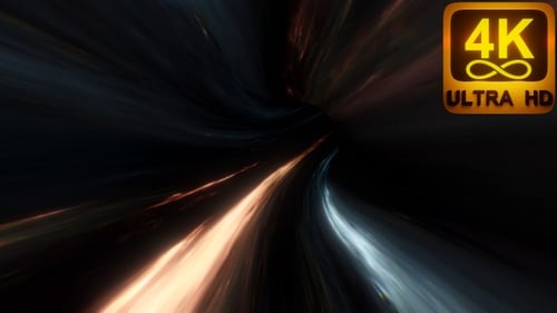 4K looping animation of flying through glowing nebulae, clouds and stars field. Speed light