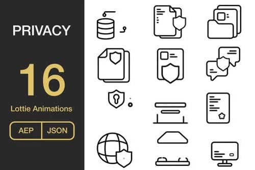 Paket mit Datenschutz-Symbolen