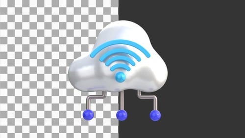 3D Animation of Cloud Wifi | Alpha Channel