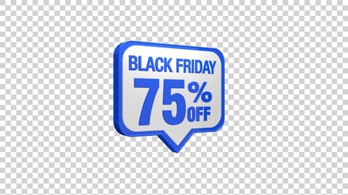 3D Black Friday 75% Off Offer Price Tag Reveal