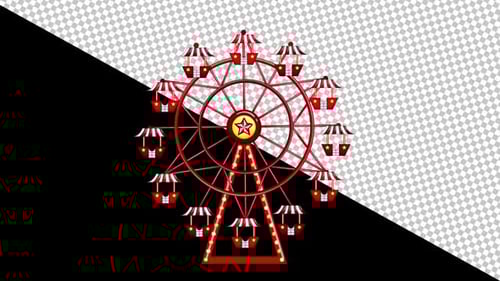 Scene With Ferris Wheel Circus Alpha Channel 1080p