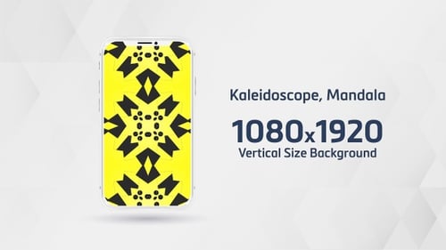 Kaleidoscope, geometric, graphic, circle, mandala, ornament, abstract yellow Background Vertical Loo