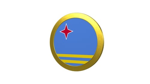 Aruba Flag With Gold Coin Loop Alpha