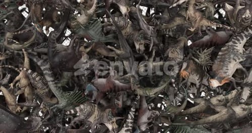 3D Dinosaurs Fall Animation On Transparent Alpha