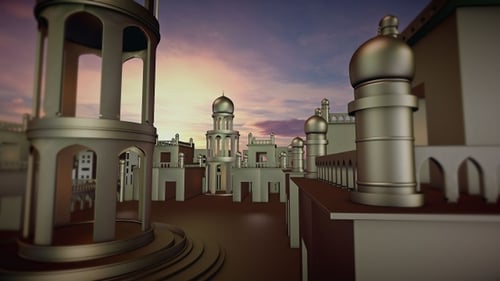 3d Rendering Beautiful Mosque With Dramatic View