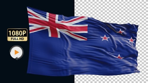 Authentic New Zealand Flag Waving Seamless Loop