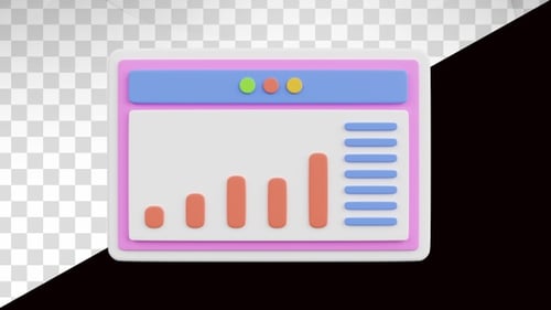 Minimalist 3D Animated Browser with Growing Data Chart