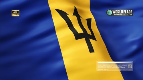 Realistic Waving Barbados Flag Animation