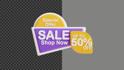 3d Sale Shop Now 50 Percent Animation
