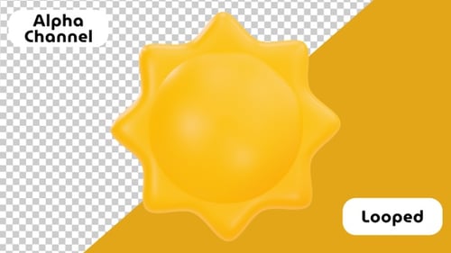 Bright Sun with Glossy Finish 3D Animation | Alpha Channel