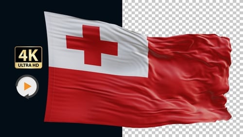 Tonga National Flag Waving Seamless Loop Animation