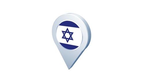 Animated 3D Map Pin with Israel Flag