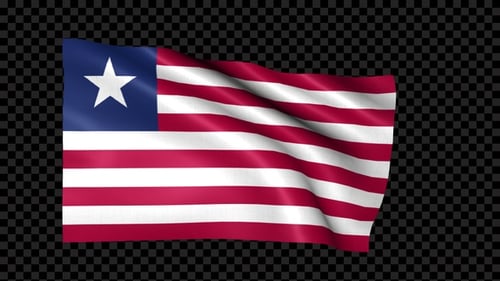 Realistic Liberia Flag Waving Animation with Alpha Channel