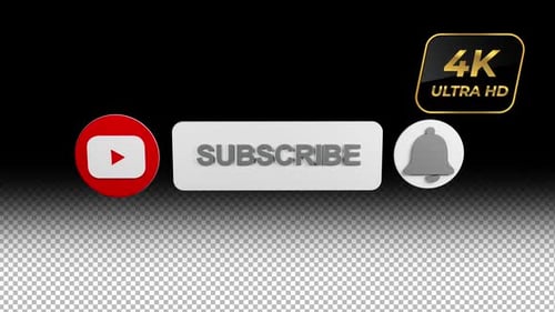 Botão de inscrição 3D com canal alfa | 4K