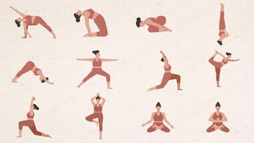 Animated Flat Design Yoga Poses Collection