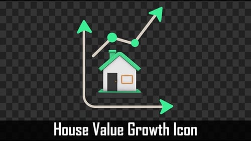 3D House Icon with Financial Growth Graph Animation