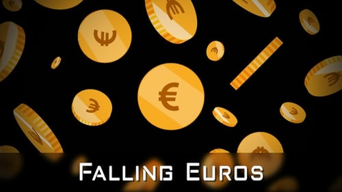Falling Euro Coins Flat Design Seamless Loop