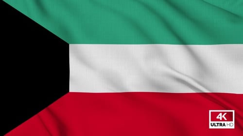 Kuwait Flag Waving Slowly Looped