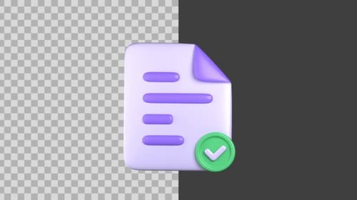 Animated 3D Document with Approval Checkmark