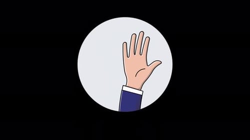 Animated Waving Hand Flat Design Loop