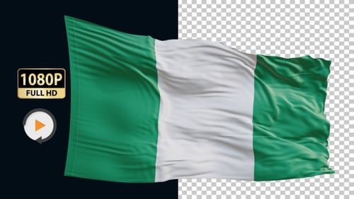 Realistic Waving Nigeria Flag Alpha Channel Animation